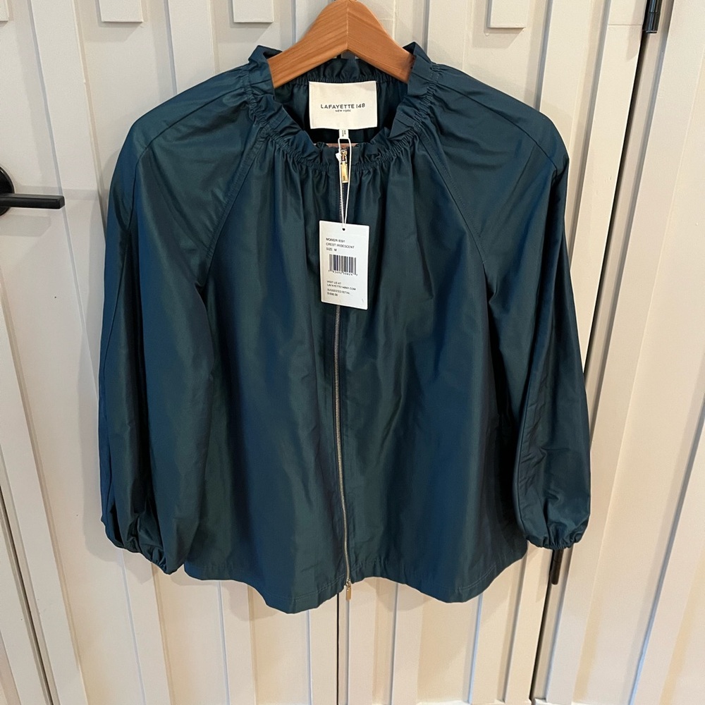 Lafayette 148 New York Women's Teal Bomber Jacket NWT
